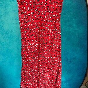Urban Outfitters Red Leopard Print Midi Skirt — NWT